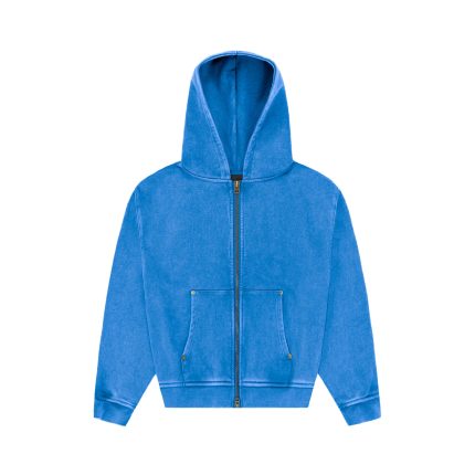 Experiment Five Disterssed Zip Up Hoodie Blue