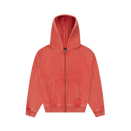 Experiment Five Disterssed Zip Up Hoodie Red
