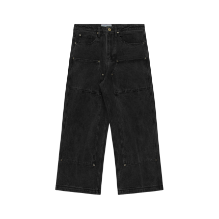 Experiment Five Double knee Denim Jeans Black