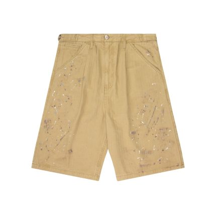 Experiment Five Herringbone Paint Shorts Tan