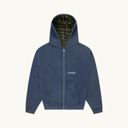 Experiment Five Reversible Plaid Zip Hoodie Navy