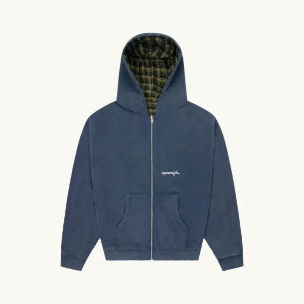 Experiment Five Reversible Plaid Zip Hoodie Navy Experiment Five Reversible Plaid Zip Hoodie Navy
