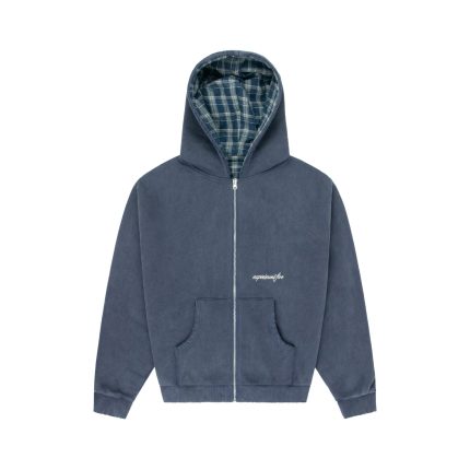 Experiment Five Reversible Plaid Zip Hoodie Navy